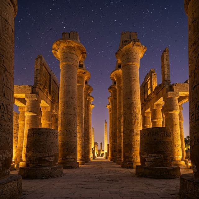 Karnak Temple illuminated at night
