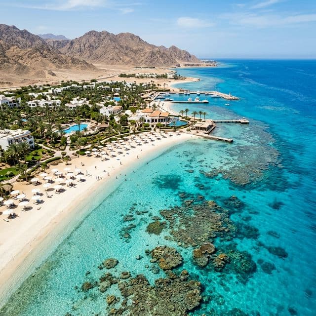 Crystal clear Red Sea waters from above